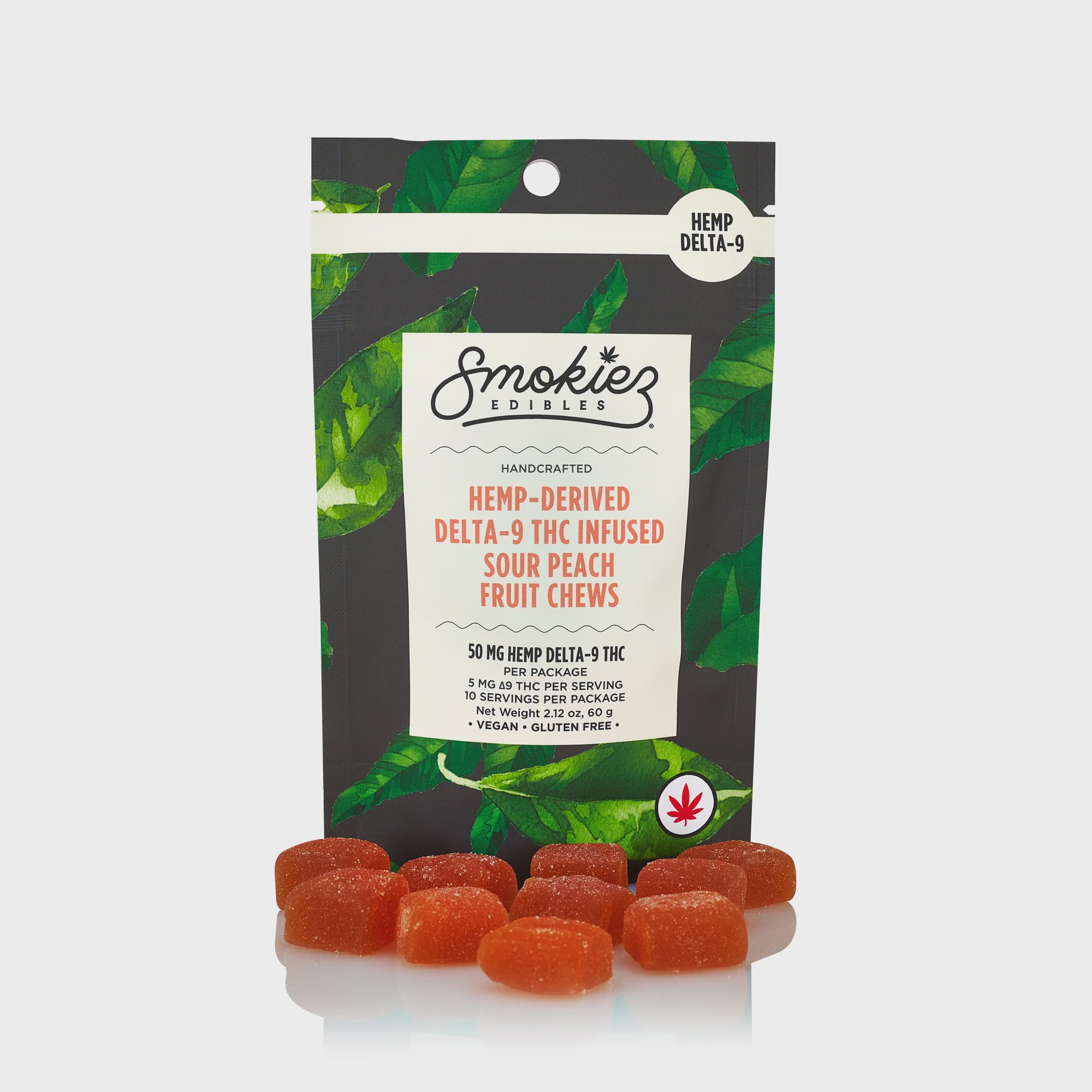 Smokiez 50 MG Gummies (10 Pieces Per Package) / Sour Peach 10pk 50mg Hemp Delta-9 Gummies